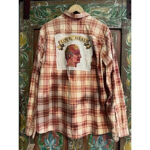 Distressed/ Reworked Flannel| Love Heals Vintage Patchwork|One of a Kind| TallXL